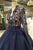 Elegant 2019 Quinceanera Dresses Full Sleeve Lace Beaded Navy Blue Tulle Puffy Ruffles Sweet 16 Dress Ball Gown