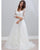A-Line V-Neck Open Back Lace Beach Wedding Dress with 3/4 Sleeves