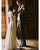 New A-Line V-Neck Short Sleeve Sweep Train Open Back Chiffon Beach Wedding Dress with Lace