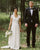 New A-Line V-Neck Short Sleeve Sweep Train Open Back Chiffon Beach Wedding Dress with Lace