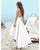 High Low Spaghetti Straps Backless Satin Beach Wedding Dress with Pockets