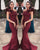 2018 Elegant Burgundy Prom Dresses Mermaid One Shoulder Flounced Sexy Evening Gowns Long