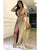 Sparkly Gold Sequins Prom Dress Full Sleeve Sexy Mermaid Long Party Gowns Split Side AW22101002