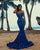 Sequined Royal Blue Prom Dresses Strapless Long Mermaid Formal Dress AW2201162