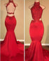 2018 High Neck Mermaid Evening Dresses Beaded Lace Appliques Sequined Sexy Long Prom Gowns Party Dresses