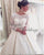 Elegant Satin Ball Gown Wedding Dresses with 3/4 Lace Sleeve
