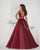 Deep V-Neck Burgundy Satin Long Prom Dresses 2020