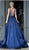 Gorgeous Navy Blue Satin Prom Dresses with Rhinestones 2020