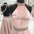 Halter Prom Dress Long 2020 Pink Elastic Satin Party Gowns