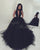 Sexy Black Tulle Prom Dresses with V-Neck Party Dress 2020