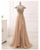 Real Photos Long Prom Dresses with Cap Sleeves Beadings Chiffon Ruffles Party Gowns