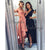 Sexy High Low Prom Dresses with V-Neck A line Elastic Satin Party Gowns