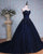 Gorgeous Navy Blue Ball Gown Evening Dresses with Lace Appliques Real Formal Dress 2018