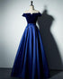 Simple Off The Shoulder Satin Velvet Long Prom Dresses A-line Floor Length Pageant Party Gowns