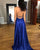 Simple Dark Royal Blue Prom Dresses 2018 Split Side Criss-Cross Straps Sexy Long Party Gowns