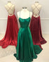 Real Photos Green Prom Dresses with Criss-Cross Straps Sexy Slit Evening Party Gowns 2018 Long