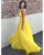 Yellow Chiffon Prom Dresses 2018 Halter New Arrival Long Prom Party Gowns with Ruffles