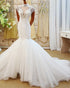 2018 Sexy Mermaid Wedding Dresses with Pearls High-Neck Cap Sleeves Bridal Gowns Real