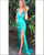 2020 Turquoise Silk Like Satin Mermaid Prom Dresses with Split Sexy Deep V-Neck Long Prom Gowns for Party