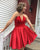 Sexy Strapless Short Homecoming Dresses Fashion Red Satin Mini Length Prom Party Gowns Cocktail Dress