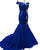 Off The Shoulder Mermaid Evening Dresses 2018 Sparkly Red Sequined Prom Party Gowns Tulle Ruffles