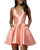 Fashion 2018 Fuchsia Satin Cocktail Dresses V-Neck Short Homecoming Dresses Party Gowns