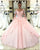Princess Ball Gown Quinceanera Dresses Lace Appliques Pink Vintage Long Sleeves Tulle Sweet 15 Dress
