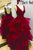 Sexy V Neckline Appliqued Lace A-line Prom Dresses Tiered Organza Skirt Long Backless Evening Gowns