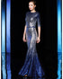Sparkly Mermaid Prom Dresses with Half Sleeve Elegant Gradient Color Sequins Long Evening Gowns