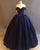 Dark Navy Blue Quinceanera Dresses with Rhinestones Beaded Elegant Puffy Ball Gowns Sweet 16 Dress Vestido