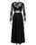 Two Piece Prom Dresses with Full Sleeve Sexy Lace Satin Long Prom Gowns with Lace Appliques