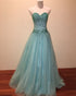 Beautiful Mint Tulle Prom Dresses Beadings Sweetheart 2018 Long Prom Gowns for Party