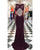 Burgundy Mermaid Prom Dresses with V-Neck Lace Appliques 2019 Sexy Mermaid Party Gowns