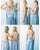 Convertible Light Blue Bridesmaid Dresses V-Neck Floor Length Simple Chiffon Pleated
