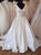 Elegant Elastic Satin Wedding Dresses V-Neck Ruffles Pleats Bridal Wedding Gowns Beaded