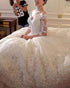 Luxury Cathedral Train Lace Wedding Dresses Ball Gowns 2019 V-Neck Bridal Gowns Half Sleeve