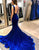Royal Blue Velvet Prom Dresses 2019 Chapel Train Open Back Long Prom Formal Dress