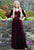 Sexy Grape Velvet Prom Dresses 2019 Fashion 3/4 Sleeve V-Neck Prom Party Dress
