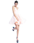 2019 Pearls-Pink Satin Homecoming Dresses V-Neck Sexy Short Cocktail Dress