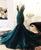 Sexy Dark Green Sequined Prom Dresses Mermaid V-Neck Organza Ruffles Evening Gowns