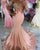 Elegant Coral Pink Prom Dresses Mermaid Lace Applqiues Bodice Sexy Sheer Sleeve Evening Gowns