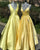 2020 Elegant Yellow Satin Ball Gown Prom Dresses Deep V-Neck Long Prom Party Gowns