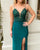Sexy Dark Green Mermaid Prom Dresses Split Side Lace Appliques Long Prom Gowns V-Neck