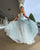 Delicate Ice Blue Tulle Prom Dresses with Lace Appliques Beaded Bodice Long Prom Gowns