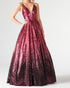 Sparkly Gradient Burgundy Black Prom Dresses with V-Neck Long Prom Gowns 2019 New