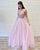 Delicate Pink Tulle Prom Dresses with Spaghetti Straps Beaded Bodice Long Pageant Gowns
