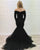 Off The Shoulder Black Lace Mermaid Prom Dresses with Full Sleeve Sexy Formal Dress Beaded