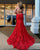 Sexy Deep V-Neck Red Lace Mermaid Prom Dresses 2019 Delicate Long Party Gown Criss Cross