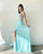 Elegant Ice Blue Prom Dresses with Lace Appliques Chiffon A-line Long Prom Gowns 2019