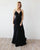 Elegant Black Prom Dresses Sheer Lace Appliques Chiffon A-line Long Prom Gowns 2019